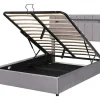 Gestoffeerd Opbergbed 140X200Cm - Fluwelen Stof - Met Led En Bluetooth Speler - Grijs