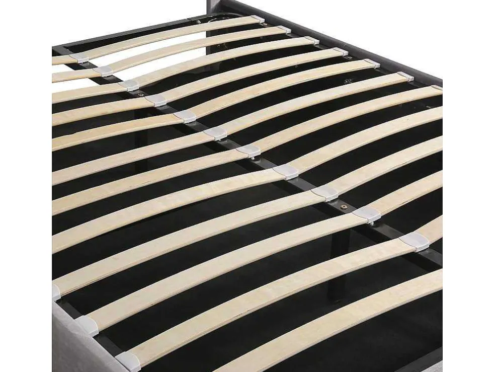 Gestoffeerd Opbergbed 140X200Cm - Fluwelen Stof - Met Led En Bluetooth Speler - Grijs