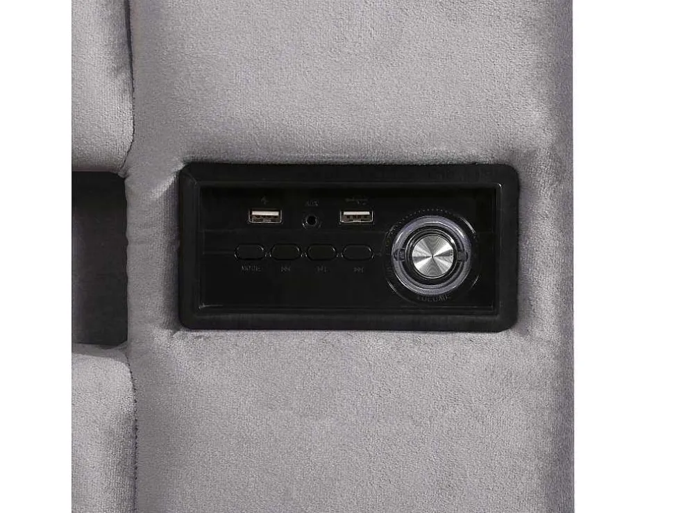 Gestoffeerd Opbergbed 140X200Cm - Fluwelen Stof - Met Led En Bluetooth Speler - Grijs