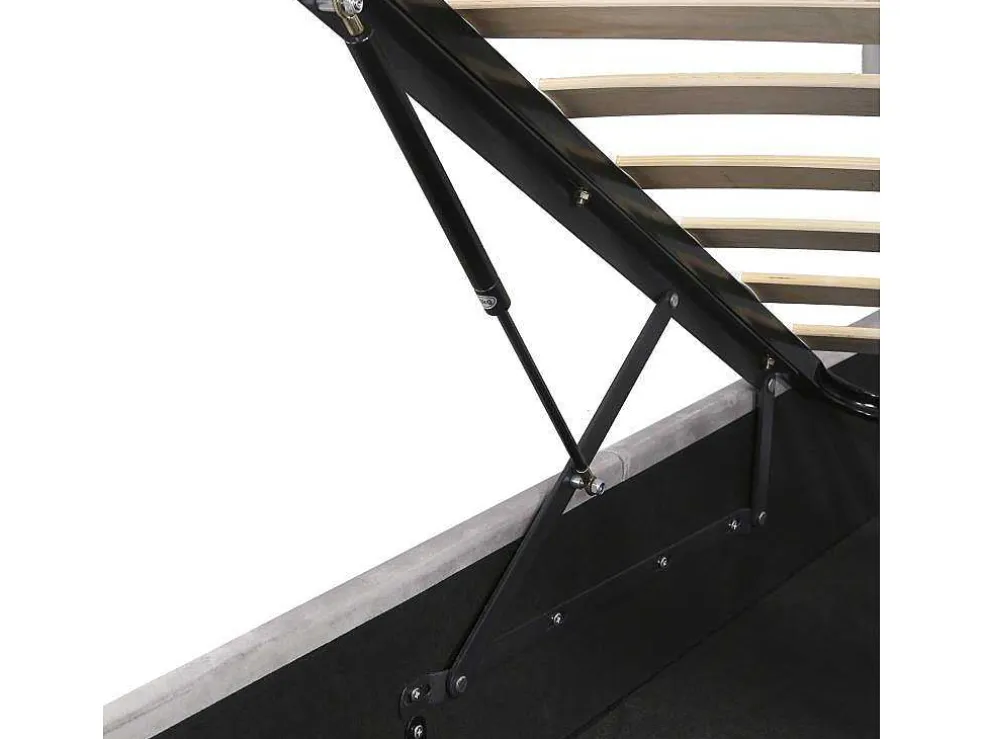 Gestoffeerd Opbergbed 140X200Cm - Fluwelen Stof - Met Led En Bluetooth Speler - Grijs