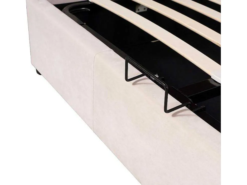Gestoffeerd Opbergbed 140X200Cm - Stof Fluweel - Met Led En Bluetooth Speler - Beige