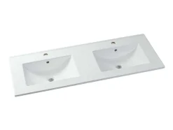 Gestreept Hangmeubel Voor Badkamer Met Inbouwwastafel - Licht Naturel - 120 Cm - Zevara