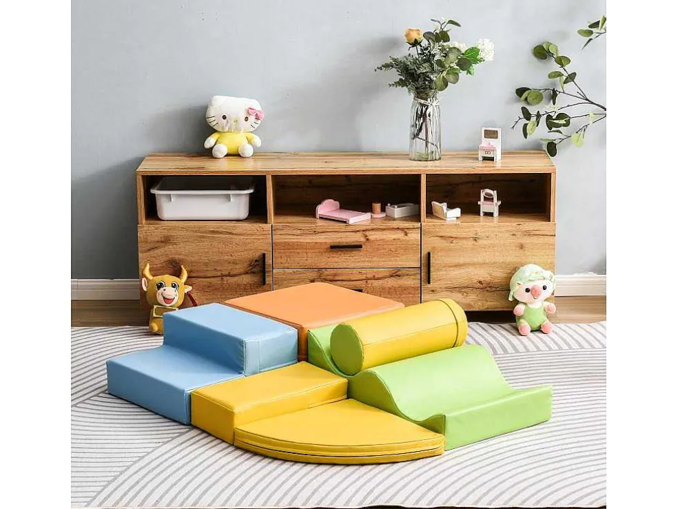 6 Gigantische Bouwstenen Voor Hardlopen En Klimmen, Grote Bouwstenen Voor Kinderen. Trappen En Glijbaan Voor Kinderen - Speelgoed Om Te Klimmen, Glijden En Kruipen. Voor Kleuters En Baby'S, Zachte, Kleurrijke Bouwstenen.