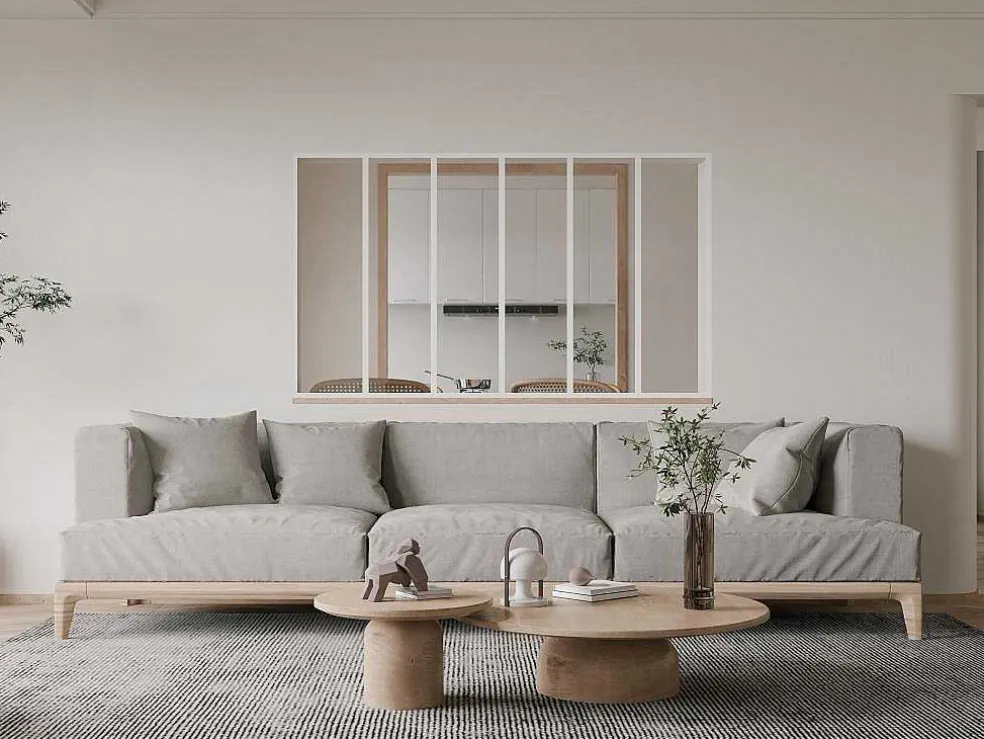 Glazen Binnenraam Bayview In Aluminium Met Witte Poedercoating - 180X105 Cm