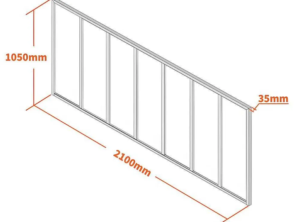 Glazen Binnenraam In Aluminium Met Poedercoating - 210 X 105 Cm - Zwart - Bayview