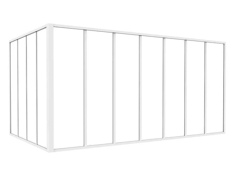 Glazen Hoekbinnenraam In Industriele Stijl In Gepoederlakt Aluminium L210 X L120 X H105 Wit Bayview