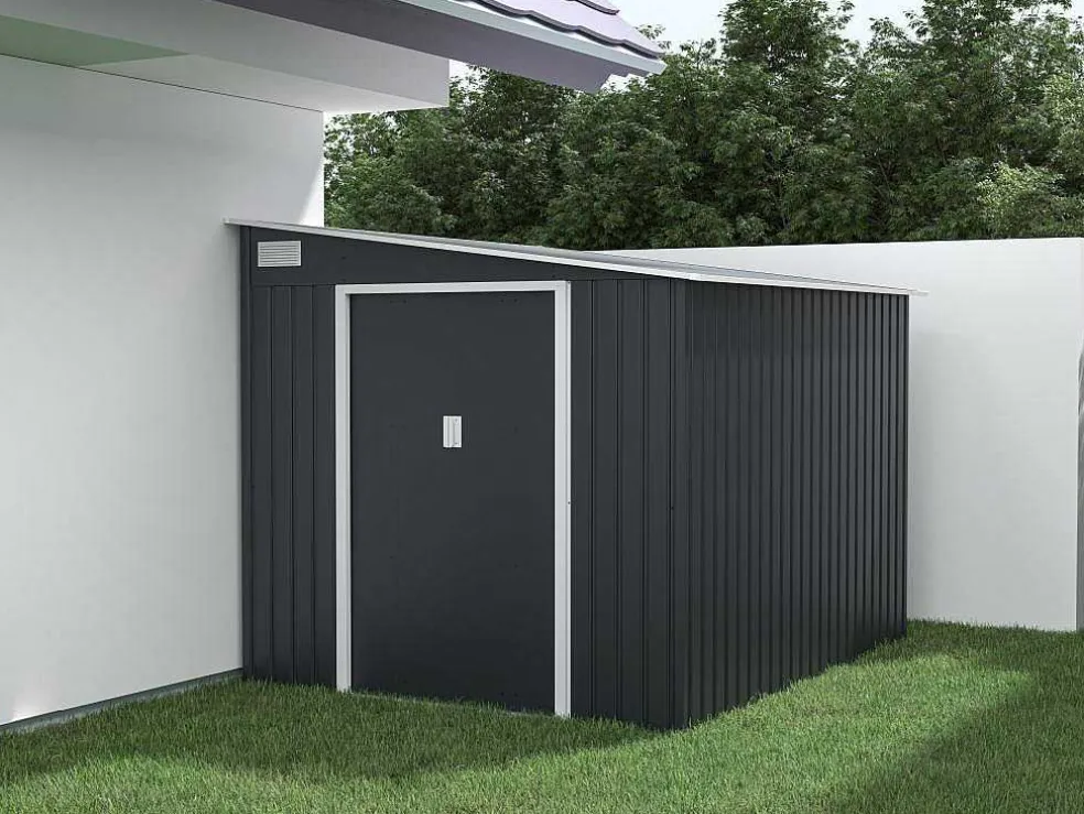 Grijs Metalen Tuinhuisje Van Gegalvaniseerd Antracietkleurig Staal 4,97 M - Daustin