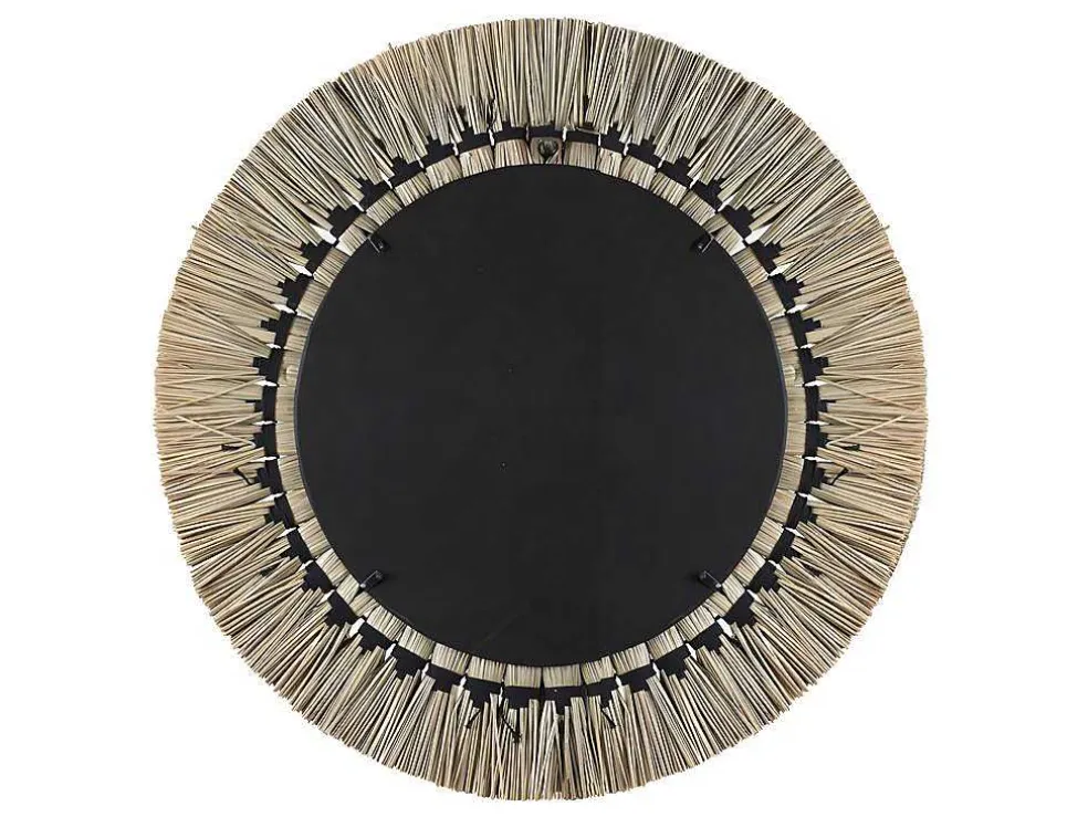 Grote Ronde Spiegel Van Mendong-Stro Chokwe - D80 Cm - Naturel