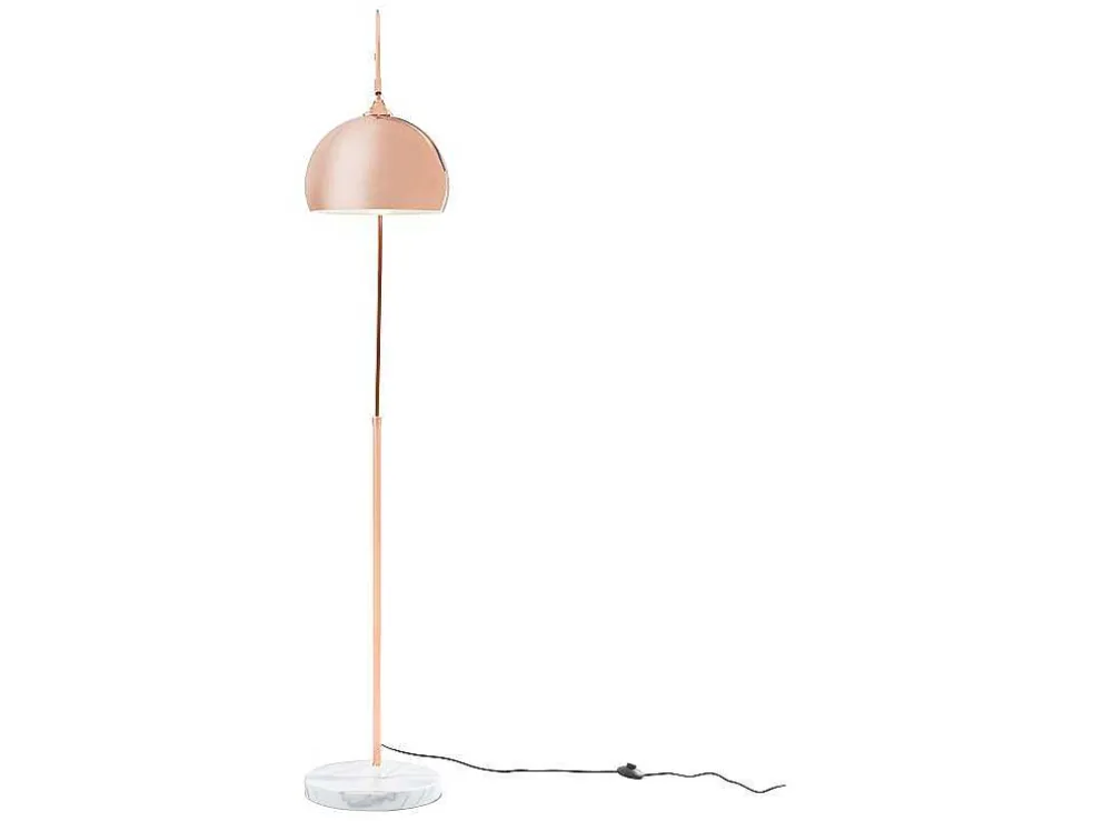 Grote Staande Lamp Met Boog Art Deco Ombrage - Metaal En Marmer - H. 180 Cm - Koperkleur