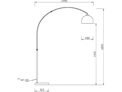 Grote Staande Lamp Met Boog Art Deco Ombrage - Metaal En Marmer - H. 180 Cm - Koperkleur