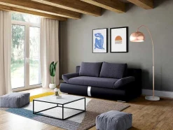 Grote Staande Lamp Met Boog Art Deco Ombrage - Metaal En Marmer - H. 180 Cm - Koperkleur