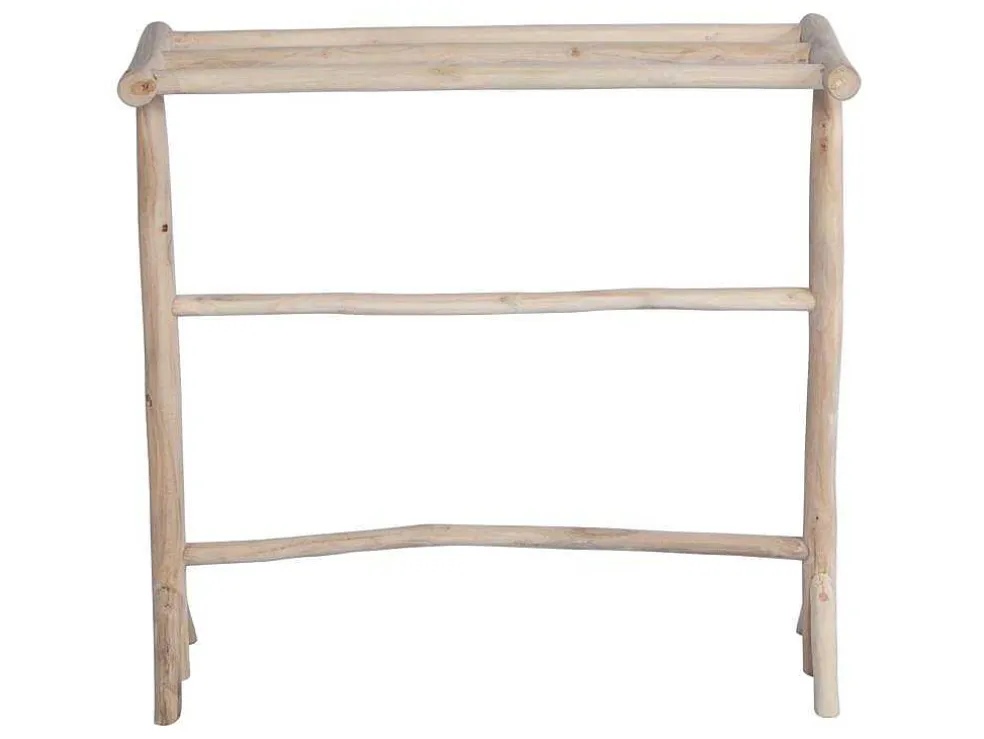 Handdoekhouder Op Poten Van Massief Teakhout - L80 Cm X D29 Cm X H75 Cm - Fodna