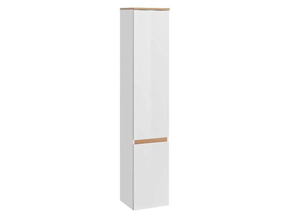 Hangend Badkamermeubel Met Wastafel, Zuil En Spiegelkast - Naturel En Wit - 94 Cm - Anid