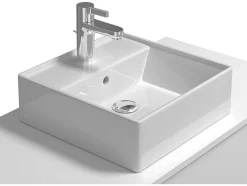 Hangende Badkamerkast In Wit Met Enkele Wastafel En Twee Lades - 94 Cm - Teana Ii