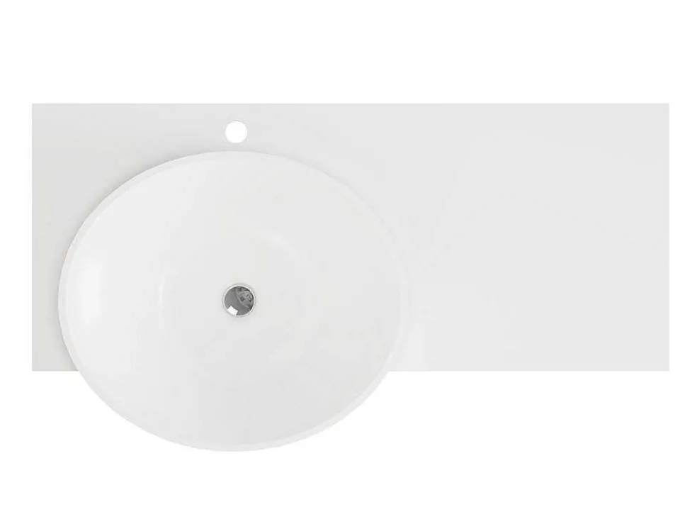 Hangende Vaste Wastafel Met Handdoekhouder - Wit - L100 X B54 X H20 Cm - Yumiko