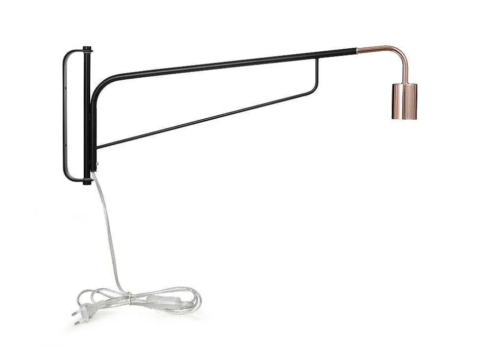 Hangende Wandlamp Van Gebogen Metaal - L65 X D10 X H25 Cm - Zwart En Koperkleurig - Colwood