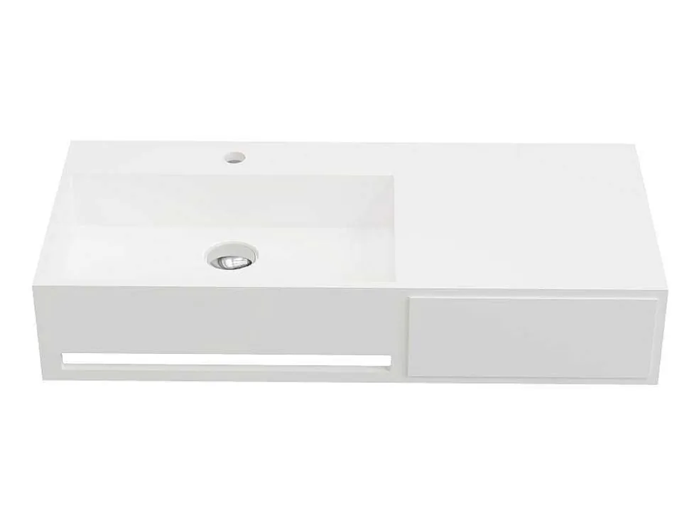 Hangende Wastafel Met Handdoekhouder - Wit - L90 X B40 X H17 Cm - Gandaki