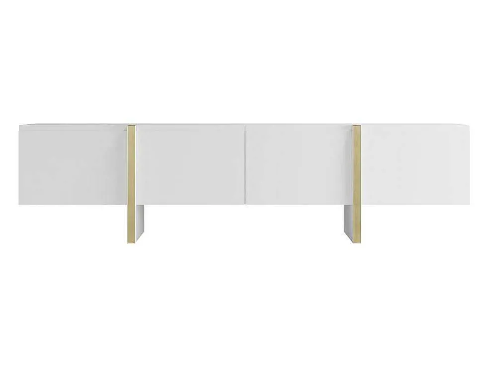 Hangend Tv-Meubel Met 4 Deuren Van Mdf - Wit En Goud - Luvonia