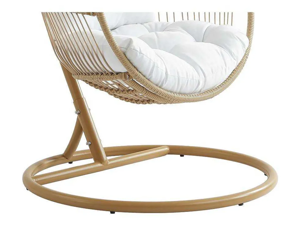 Hangfauteuil Van Gevlochten Hars En Touw - Licht Naturel Met Wit Kussen - Lucera Van Mylia