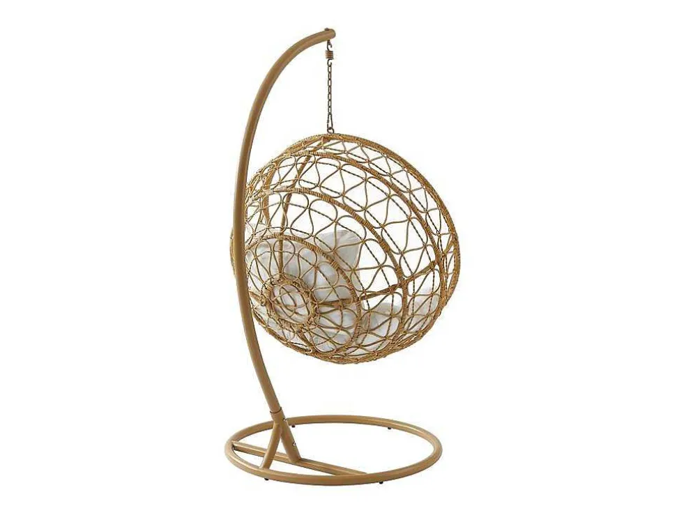 Hangfauteuil Van Gevlochten Hars - Licht Naturel Met Wit Kussen - Anivia Van Mylia