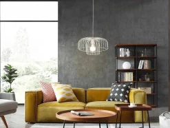 Hanglamp Met Draadstructuur Met Design-Stijl Van Metaal - D40 X H130 Cm - Wit - Andromaque