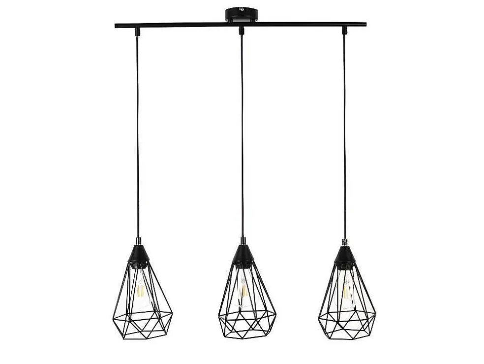 Hanglamp Met 3 Peertjes Scandinavische Stijl Euripide - Metaal - 68 X 16,5 X 132 Cm - Zwart