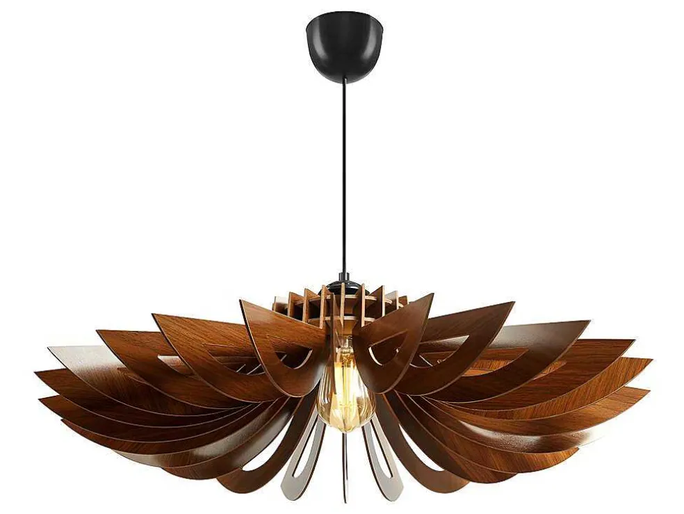 Hanglamp Van Mdf - D. 68 Cm X H. 50 Cm - Walnootkleur - Farita