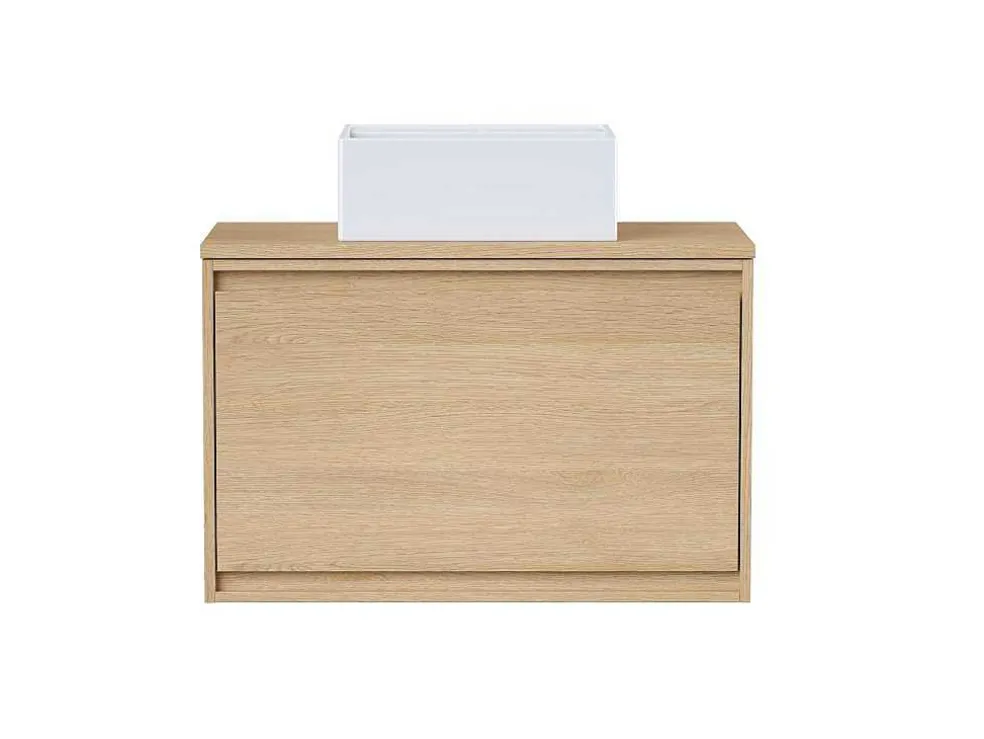 Hangmeubel Voor Badkamer Met Wastafel Om Erop Te Plaatsen - Eikenfineer - 80 Cm - Mesliva