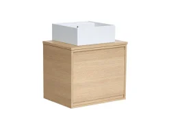 Hangmeubel Voor Badkamer Met Wastafel Om Erop Te Plaatsen - Eikenfineer - 60 Cm - Mesliva