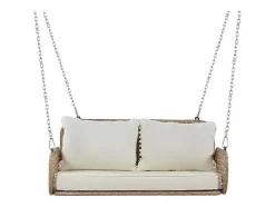 Hangstoel Van 240 Cm In Pe Rotan - 2 Plaatsen - Inclusief Kussens - Beige