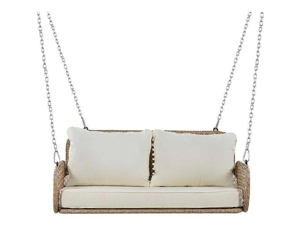 Hangstoel Van 240 Cm In Pe Rotan - 2 Plaatsen - Inclusief Kussens - Beige
