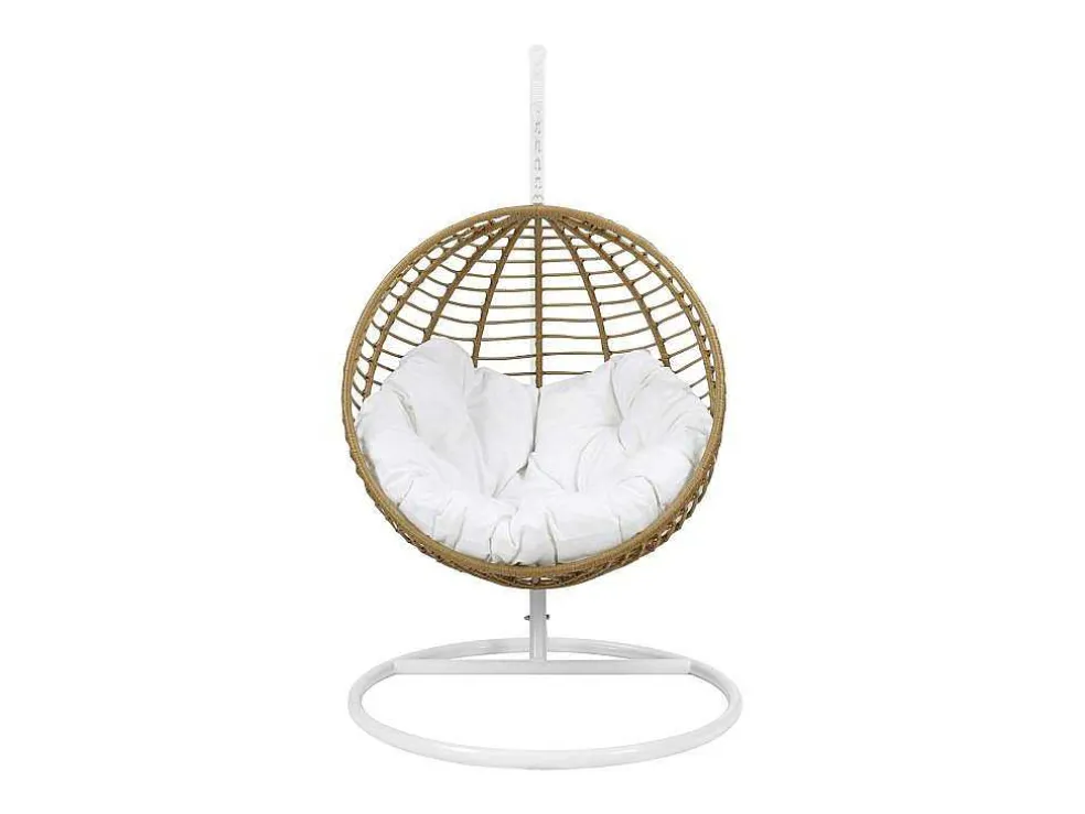 Hangstoel Van Gevlochten Hars - Beige Met Wit Kussen - Bontoc