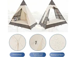 Hemel Tuinbed 2 Tot 4 Plaatsen - Grijs Rotan En Beige Deurgordijn - Inclusief Kussens - Voor Buiten