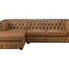 Hoekbank Chesterfield Brenton 100% Buffelleer - Hoek Links - Vintage Caramel