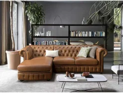 Hoekbank Chesterfield Brenton 100% Buffelleer - Hoek Links - Vintage Caramel