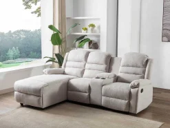 Hoekbank Links Van Beige Stof Macedonia