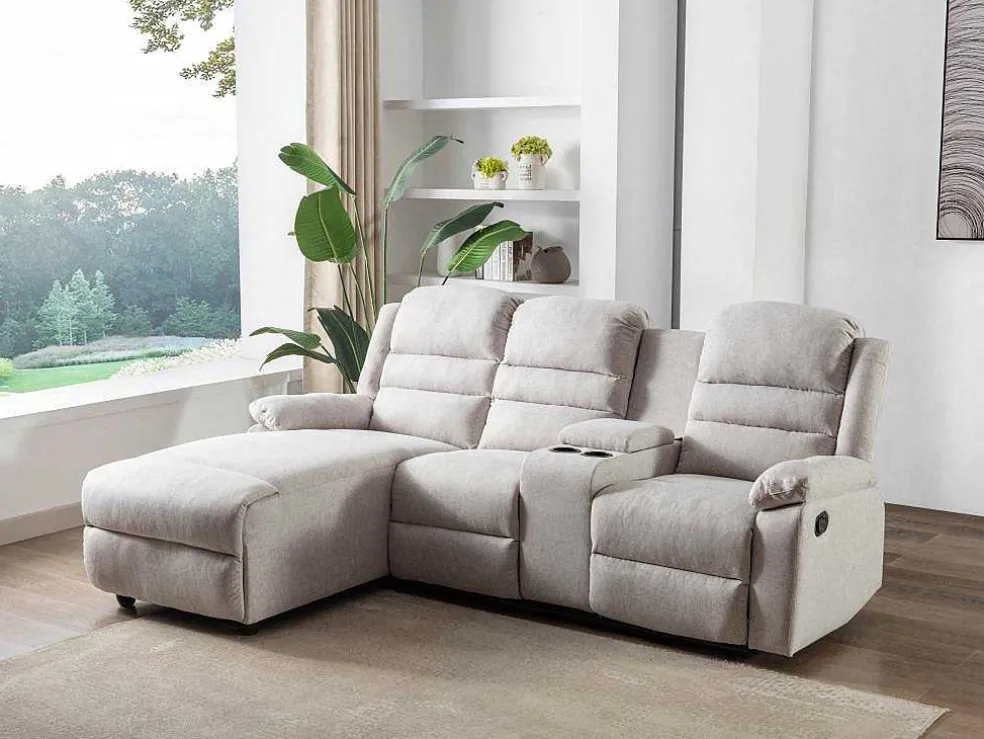Hoekbank Links Van Beige Stof Macedonia