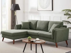Hoekbank Met Hoek Links Van Groene Stof Totora