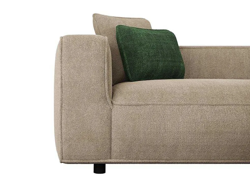 Hoekbank Met Hoek Rechts Van Beige Velours Met Textuur Talmine