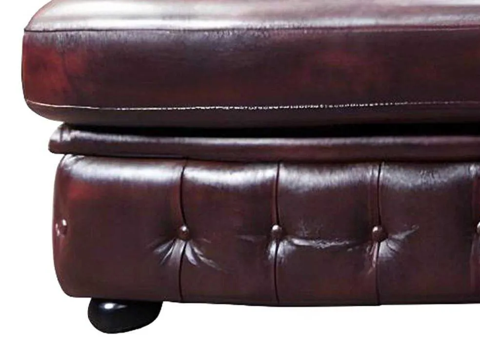 Hoekbank Van 100% Buffelleer Chesterfield Brenton - Kersenrood - Hoek Rechts