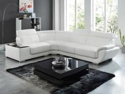 Hoekbank Van Leer Nahia - Wit - Hoek Links