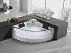 Hoekmassagebad Met Glazen Wand - 2 Personen - 330 L - 138X 138X 63 Cm - Evelina