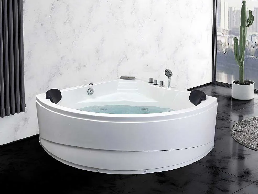Hoekmassagebad Met Watervalsysteem Aglena - 2 Personen - 350 L - 150 X 150 X 60 Cm