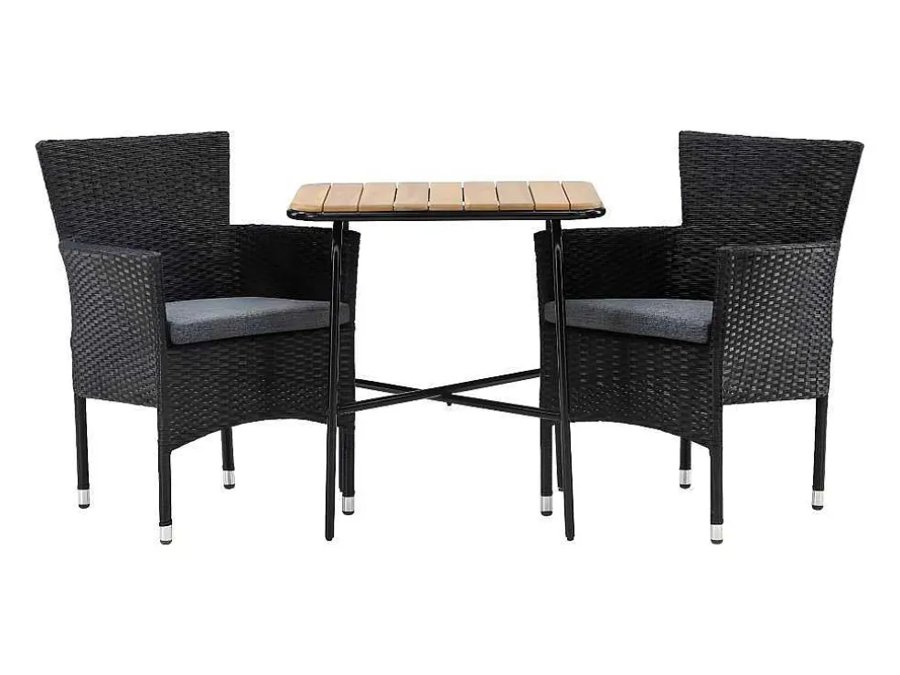 Holmbeck Tuinmeubelset Tafel, 2 Stoelen Naturel,Zwart.