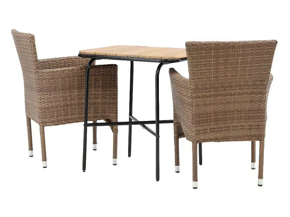 Holmbeck Tuinmeubelset Tafel, 2 Stoelen Naturel.
