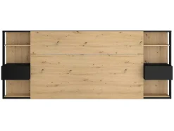 Hoofdeinde Met Nachtkastjes Mista - 160 Cm - Eiken En Zwart