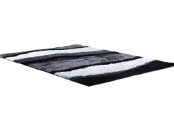 Hoogpolig Tapijt Ecume - Hand Getuft - Zwart En Wit - 200 X 290 Cm