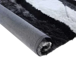 Hoogpolig Tapijt Ecume - Hand Getuft - Zwart En Wit - 200 X 290 Cm