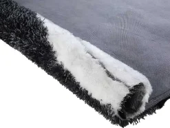 Hoogpolig Tapijt Ecume - Hand Getuft - Zwart En Wit - 200 X 290 Cm