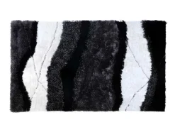 Hoogpolig Tapijt Ecume - Hand Getuft - Zwart En Wit - 140 X 200 Cm